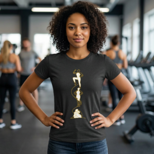 Gold Line Art Progression T‑Shirt – Minimalist Growth & Empowerment Design
