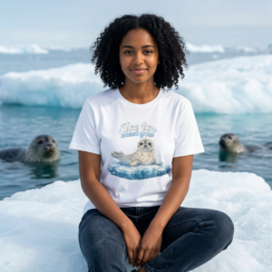 Seal Ice to Meet You Tee — Cute Pun Graphic T-Shirt – Animal Bella+Canvas T-shirt by Martume (Front view)