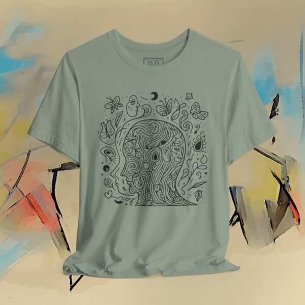 Psychedelic Line Art Tee — Cosmic Mind Floral Doodle T-Shirt