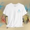 Prostate Cancer Awareness T-Shirt — Hands Holding Blue Ribbon Tee – Default Bella+Canvas T-shirt by Martume (Back view)