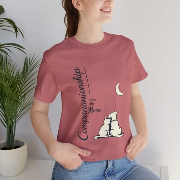 Companionship Under the Moon Tee (Dog/Cat Sitting, Moon Graphic) — Humor by M · Art & Design