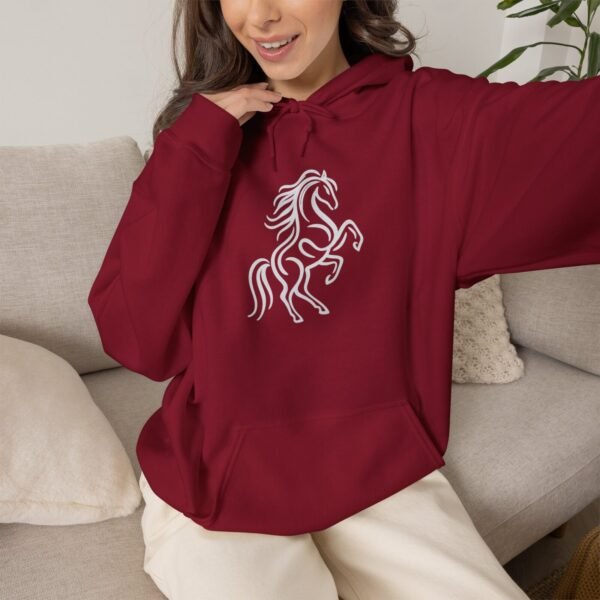 5113608699587892057_2048.jpeg Horse Line Art Hoodie — Minimalist Rearing Stallion Graphic Sweatshirt — Apparel by M · Art & Design