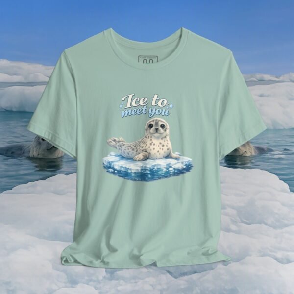 Seal Ice to Meet You Tee — Cute Pun Graphic T-Shirt – Animal Bella+Canvas T-shirt by Martume (Additional view 5)