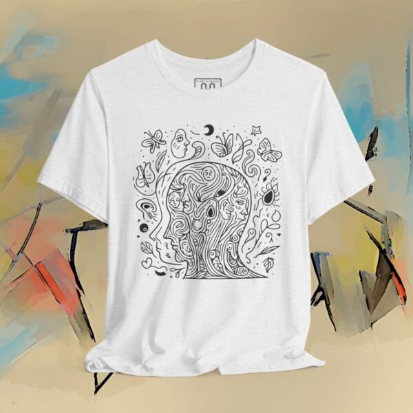 Psychedelic Line Art Tee — Cosmic Mind Floral Doodle T-Shirt