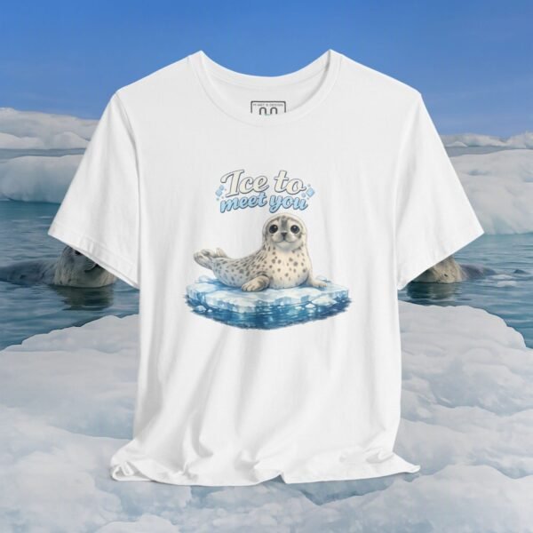 Seal Ice to Meet You Tee — Cute Pun Graphic T-Shirt – Animal Bella+Canvas T-shirt by Martume (Back view)