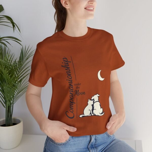 Companionship Under the Moon Tee (Dog/Cat Sitting, Moon Graphic) — Humor by M · Art & Design