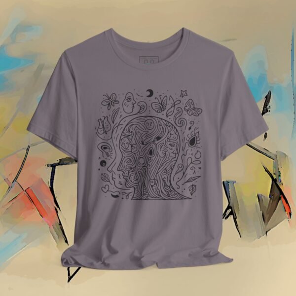 Psychedelic Line Art Tee — Cosmic Mind Floral Doodle T-Shirt