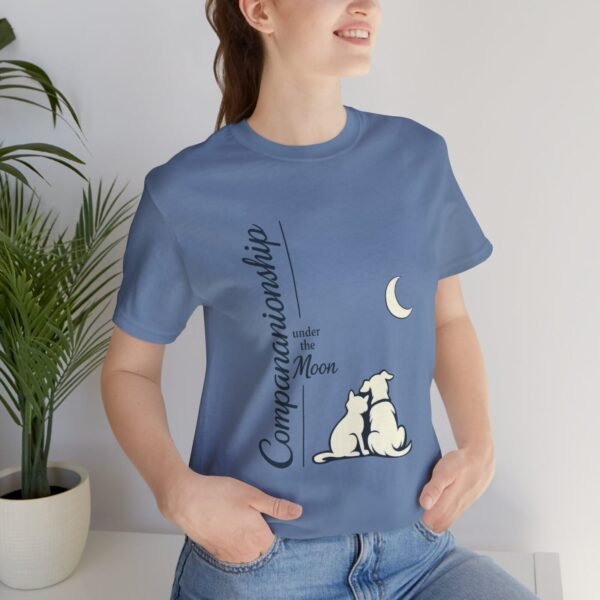 Companionship Under the Moon Tee (Dog/Cat Sitting, Moon Graphic) — Humor by M · Art & Design