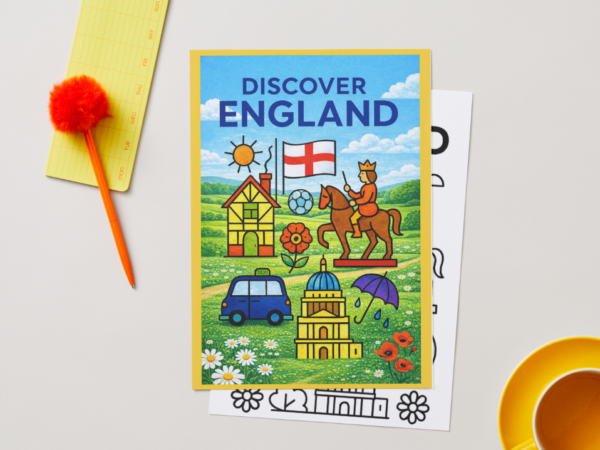 Discover England Poster – Minimalist British Travel Art (A4 Printable PDF)