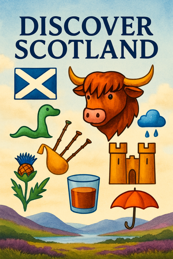 Scotland-1col Discover Scotland Poster – Minimalist Scottish Travel Art (A4 Printable PDF)