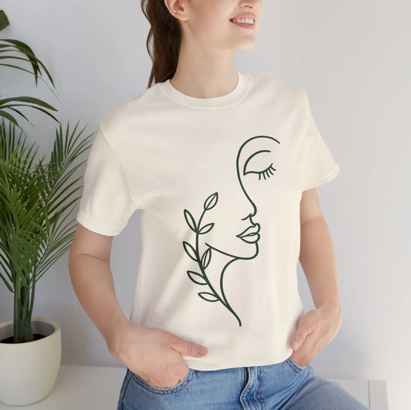 Line Art Face Tee – Botanical Edition